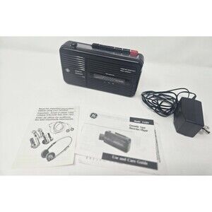 Vintage GE 3-5301B Cassette Recorder Player W/ Adapter Manual Tested 80s Lofi